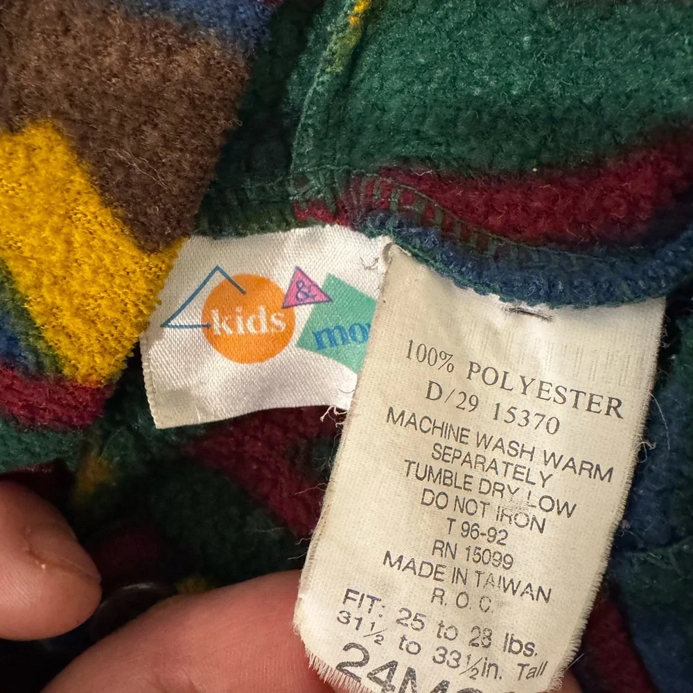 24 Months Vintage Colorful Patterned Polar Fleece Hoodie and Brown Pants Set - Picture 3 of 3